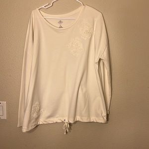 St. John’s Bay size XXL/beige long - sleeved blouse with cute front tie.